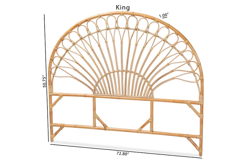 Padilla Natural Brown Rattan Queen Size Standalone Headboard Baxton