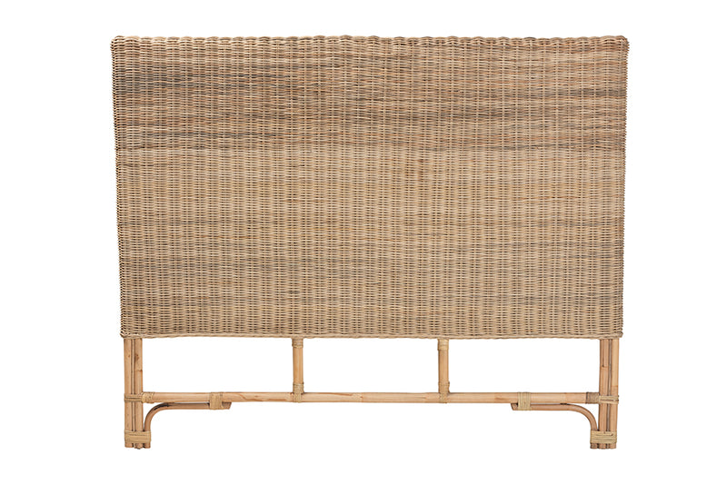 Mona Modern Bohemian Natural Rattan Queen Size Standalone Headboard