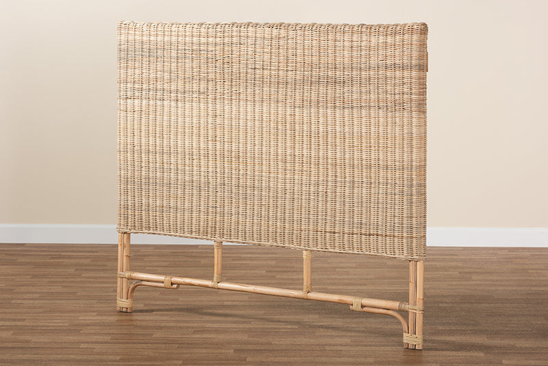 Mona Modern Bohemian Natural Rattan Queen Size Standalone Headboard