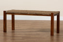 Calvetti Natural Seagrass and Mahogany Wood Bench Baxton