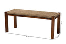 Calvetti Natural Seagrass and Mahogany Wood Bench Baxton