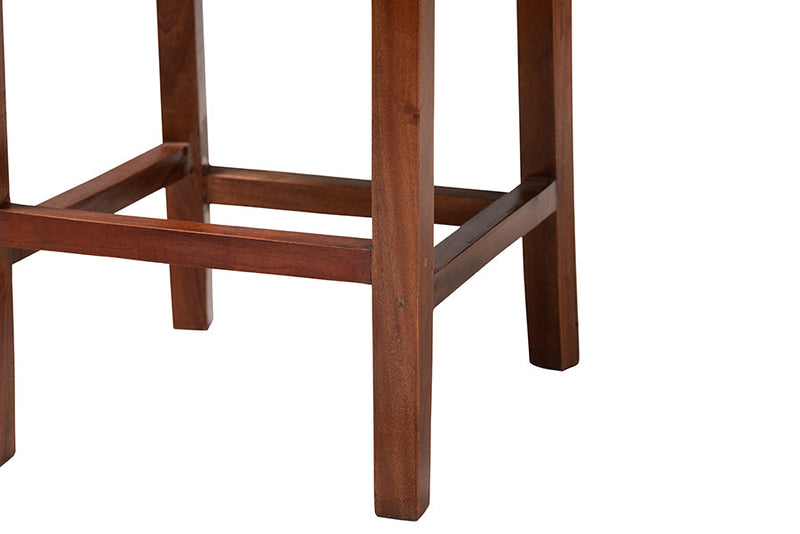 Kylie Natural Rattan and Mahogany Wood Counter Stool Baxton