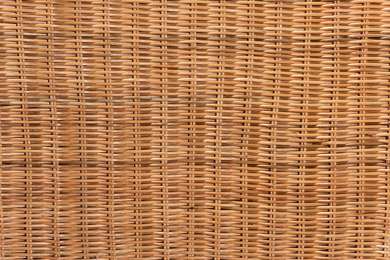 Kylie Natural Rattan and Mahogany Wood Counter Stool Baxton