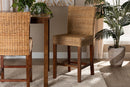 Kylie Natural Rattan and Mahogany Wood Counter Stool Baxton