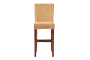 Kylie Natural Rattan and Mahogany Wood Bar Stool Baxton