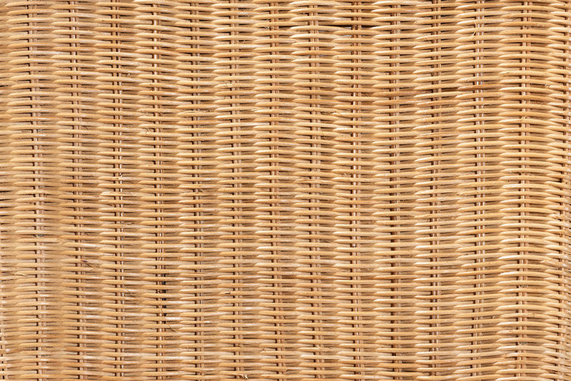 Kylie Natural Rattan and Mahogany Wood Bar Stool Baxton