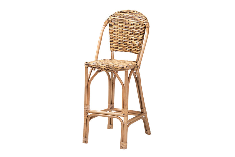 Veneto Modern Bohemian Natural Rattan Bar Stool