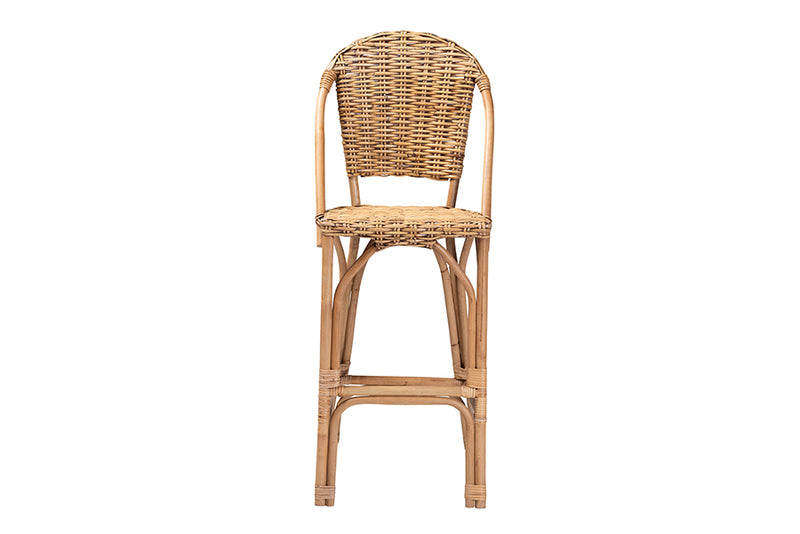 Veneto Modern Bohemian Natural Rattan Bar Stool