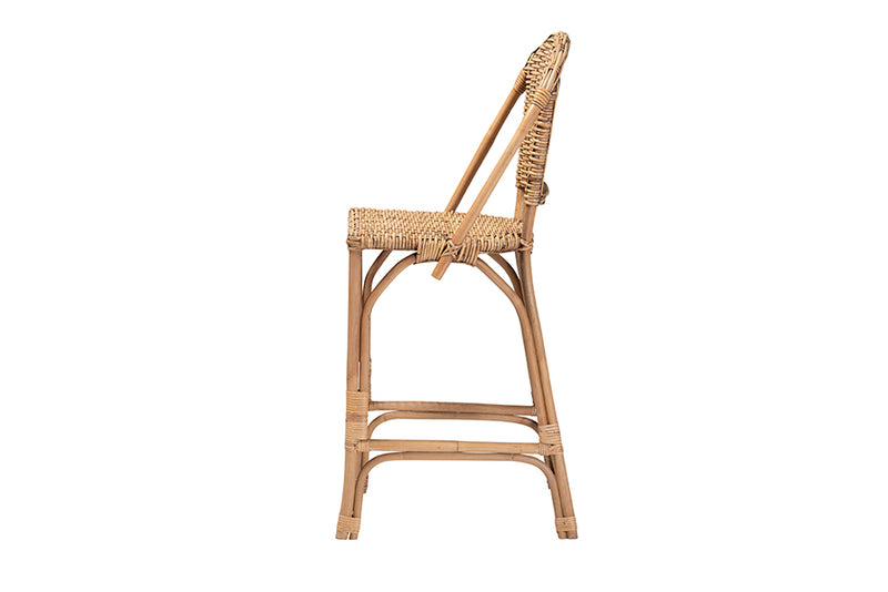 Veneto Modern Bohemian Natural Rattan Bar Stool