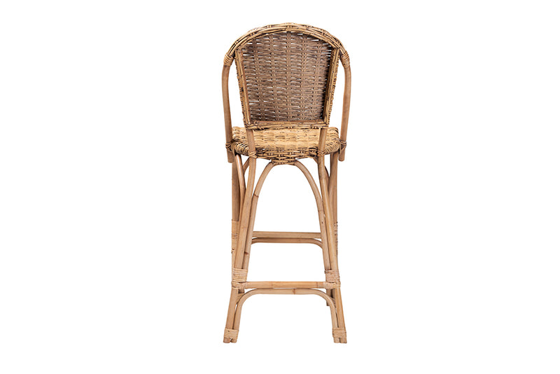 Veneto Modern Bohemian Natural Rattan Bar Stool