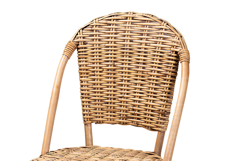 Veneto Modern Bohemian Natural Rattan Bar Stool