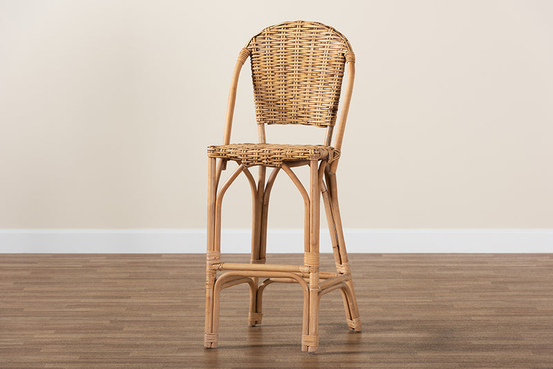 Veneto Modern Bohemian Natural Rattan Bar Stool