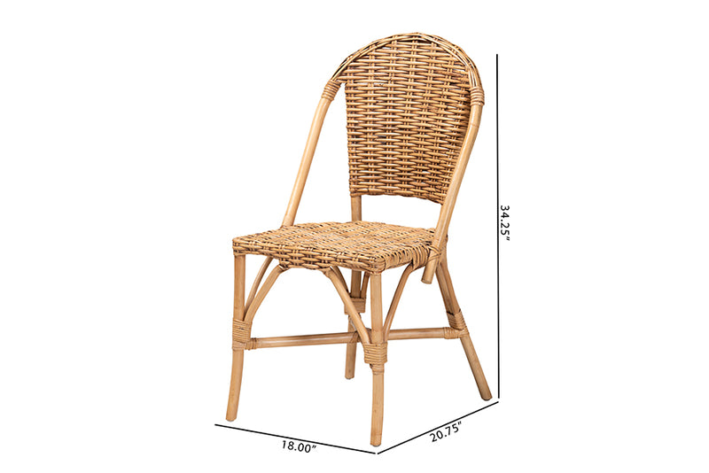 Veneto Modern Bohemian Natural Rattan Dining Chair