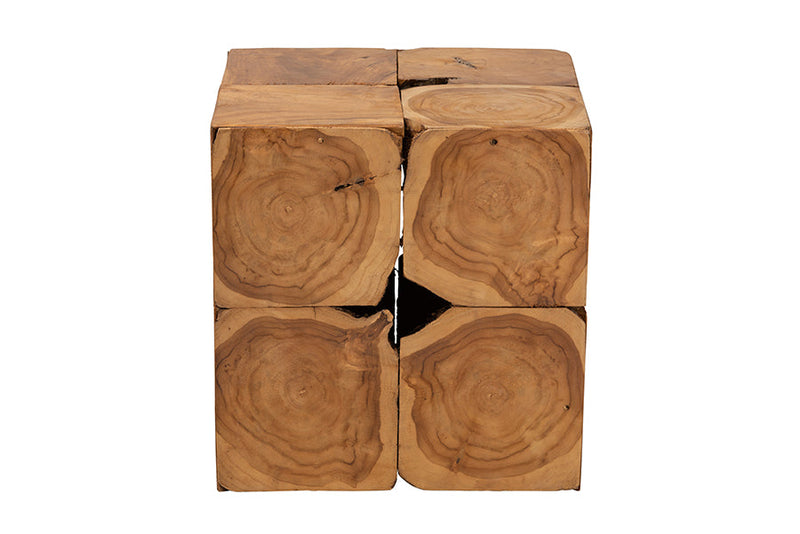 Harrell Rustic Natural Brown Teak Root End Table Baxton