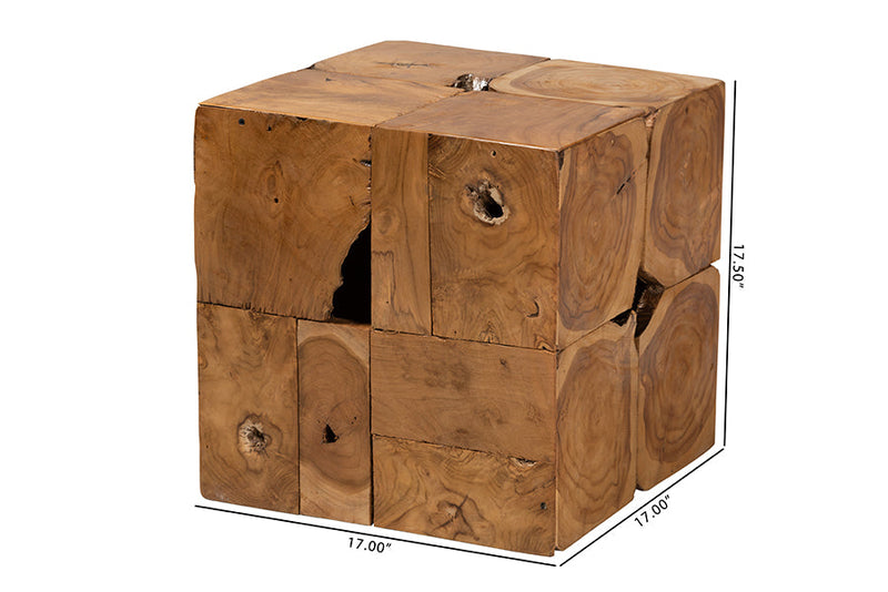 Harrell Rustic Natural Brown Teak Root End Table Baxton