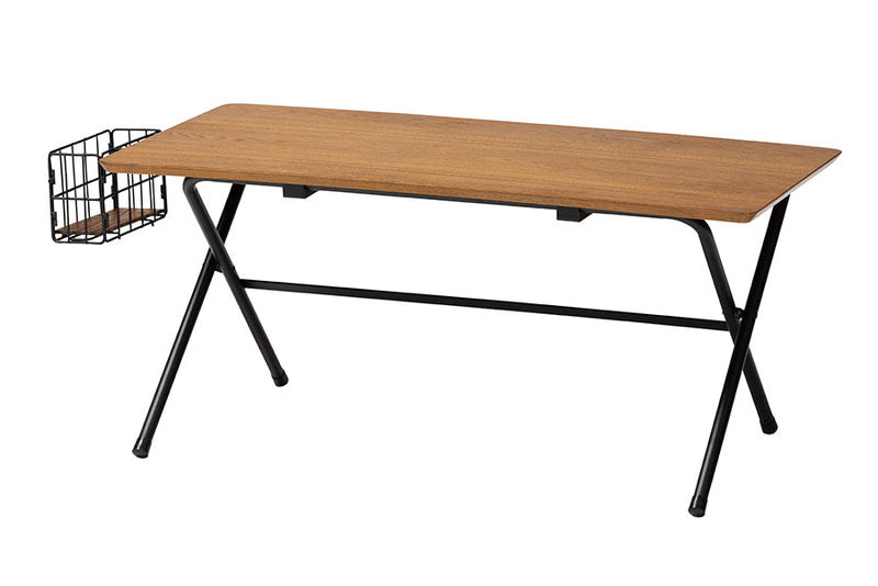 Iona Natural Brown and Black Low Profile Coffee Table w/Basket Baxton