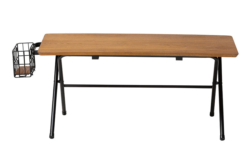 Iona Natural Brown and Black Low Profile Coffee Table w/Basket Baxton