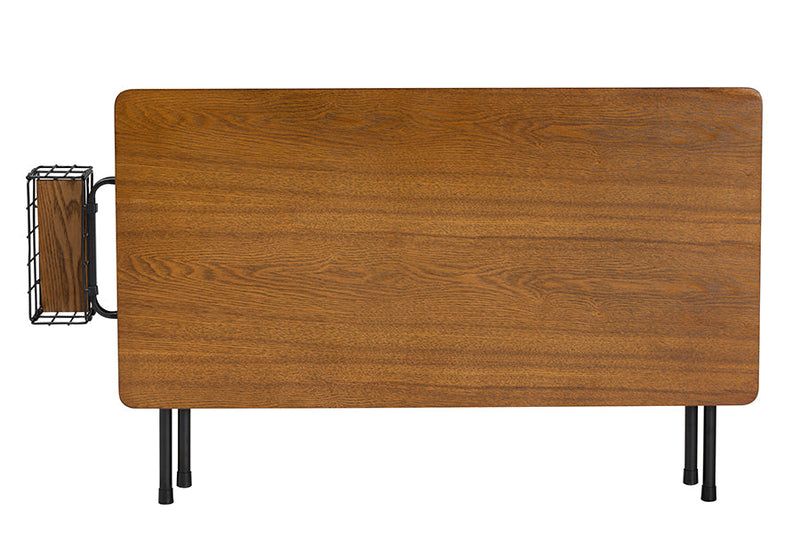 Iona Natural Brown and Black Low Profile Coffee Table w/Basket Baxton