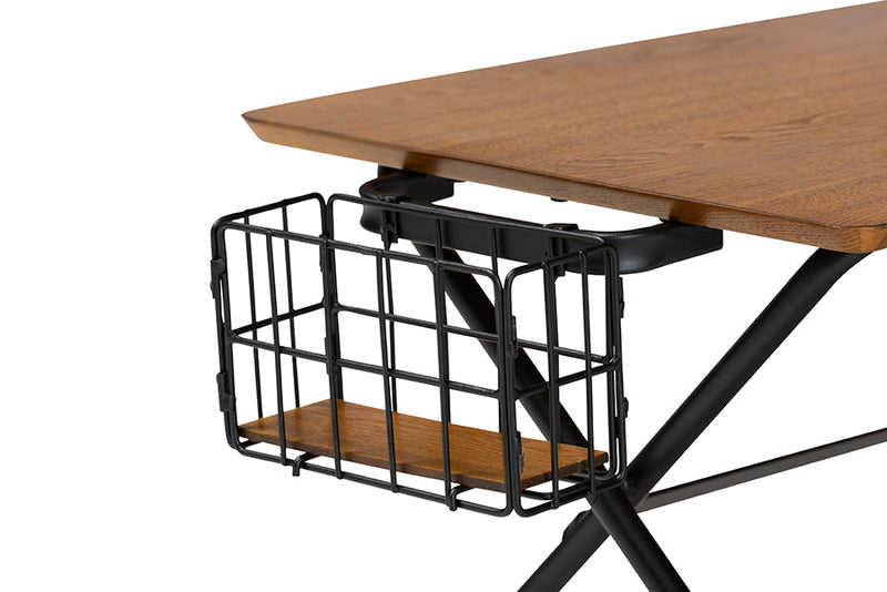 Iona Natural Brown and Black Low Profile Coffee Table w/Basket Baxton