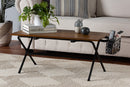 Iona Natural Brown and Black Low Profile Coffee Table w/Basket Baxton