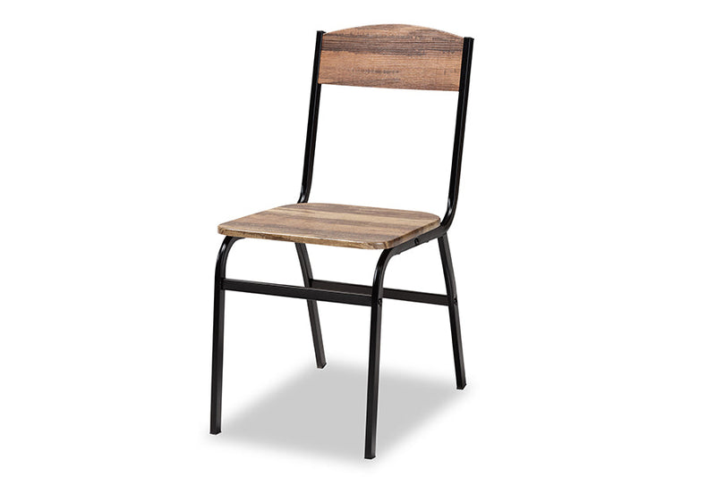 Dallan Walnut Brown and Black Metal 5-Piece Dining Set Baxton
