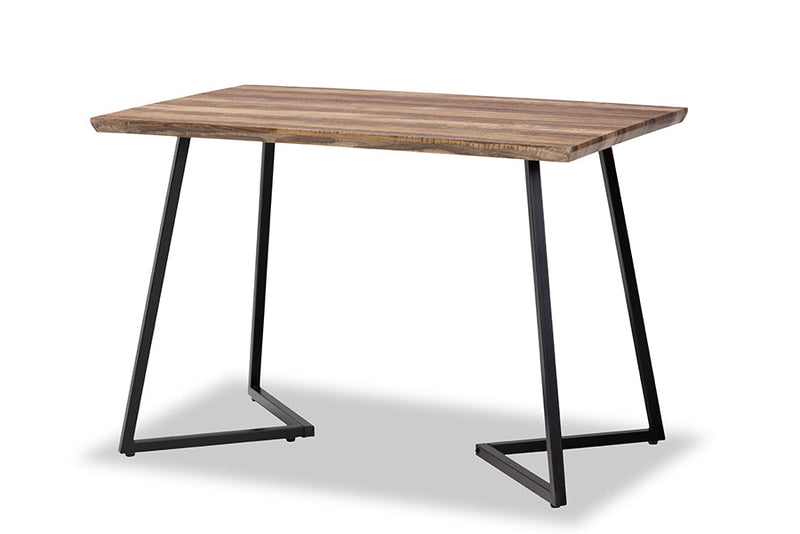 Dallan Walnut Brown and Black Metal 5-Piece Dining Set Baxton