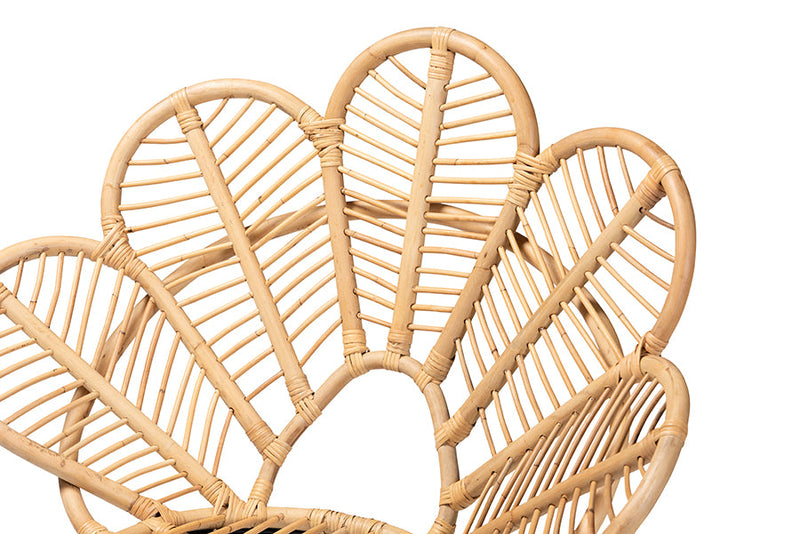 Haina Natural Brown Rattan and Black Metal Accent Chair Baxton