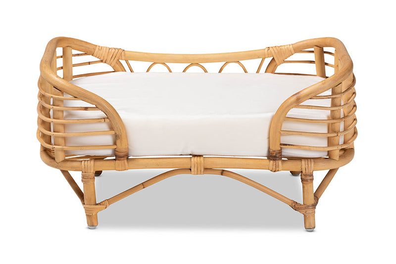 Lenoir Natural Brown Rattan Pet Bed w/Cushion Baxton