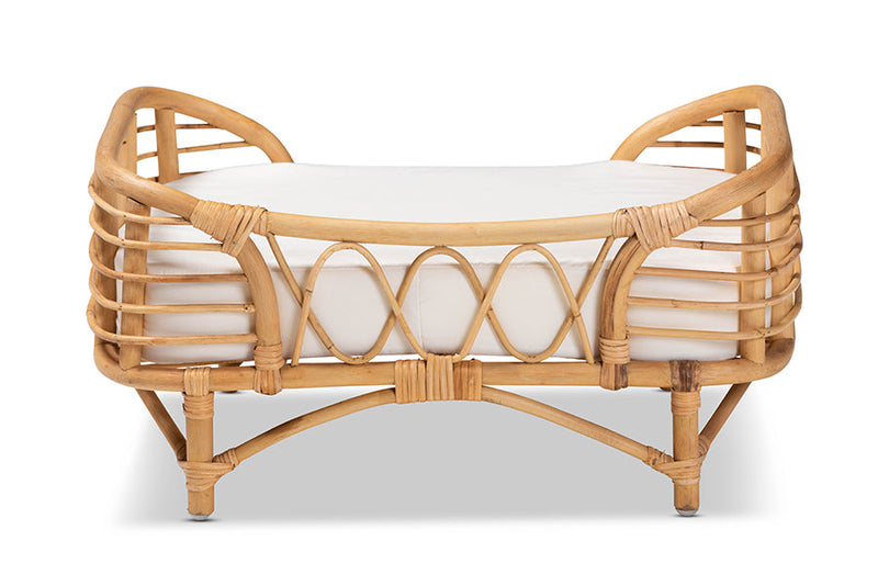 Lenoir Natural Brown Rattan Pet Bed w/Cushion Baxton