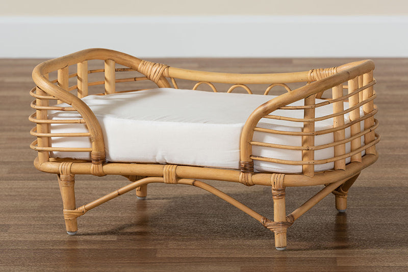 Lenoir Natural Brown Rattan Pet Bed w/Cushion Baxton