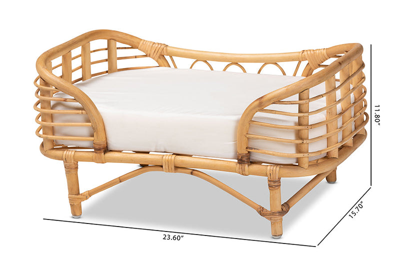 Lenoir Natural Brown Rattan Pet Bed w/Cushion Baxton