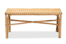 Odile Natural Brown Rattan Accent Bench Baxton