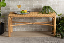 Odile Natural Brown Rattan Accent Bench Baxton