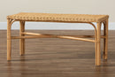 Odile Natural Brown Rattan Accent Bench Baxton