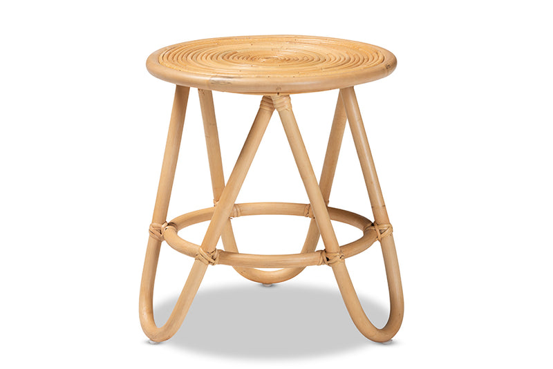 Florence Modern Bohemian Natural Brown Rattan End Table