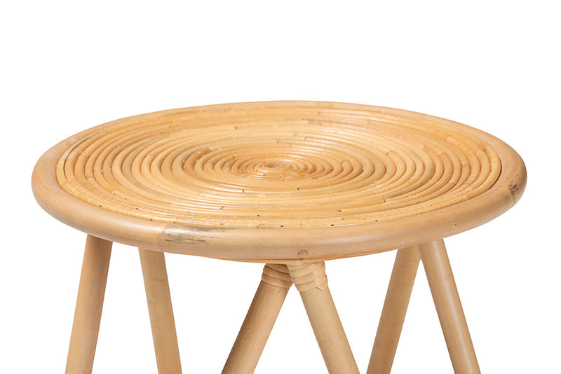 Florence Natural Brown Rattan End Table Baxton