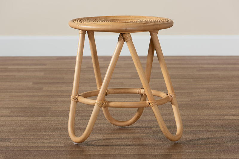 Florence Modern Bohemian Natural Brown Rattan End Table