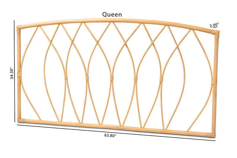 Alaire Natural Brown Rattan Queen Size Wall-mount Headboard Baxton
