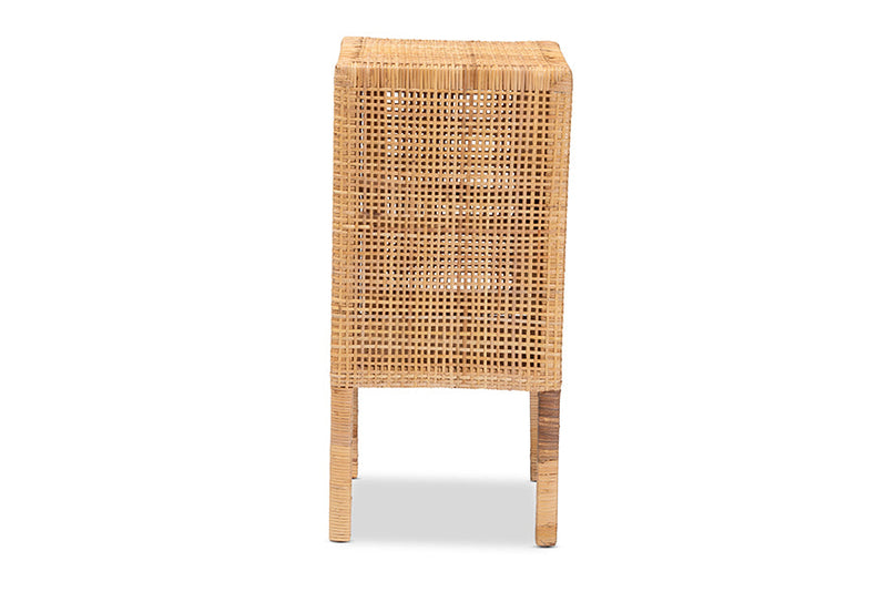 Perry Natural Brown Rattan 1-Door Nightstand Baxton