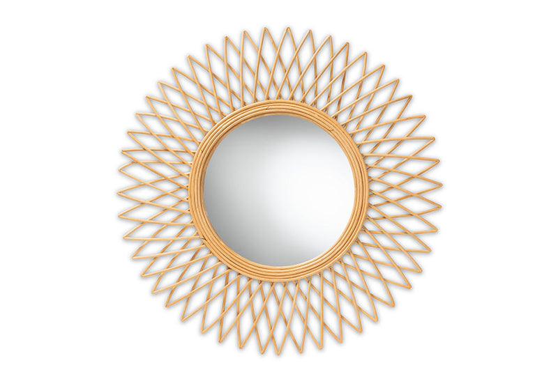 Neville Natural Brown Rattan Accent Wall Mirror Baxton