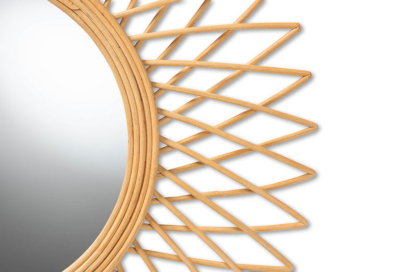 Neville Natural Brown Rattan Accent Wall Mirror Baxton