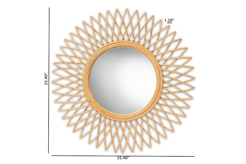 Neville Natural Brown Rattan Accent Wall Mirror Baxton