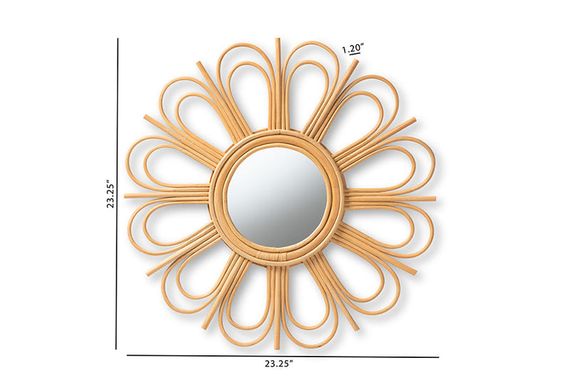 Brette Natural Brown Rattan Accent Wall Mirror Baxton