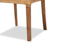 Michi Walnut Brown Mahogany Wood and Natural Rattan 2Pc Dining Chair Set Baxton