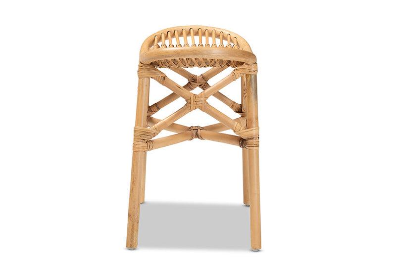 Guevara Natural Brown Rattan Footstool Baxton