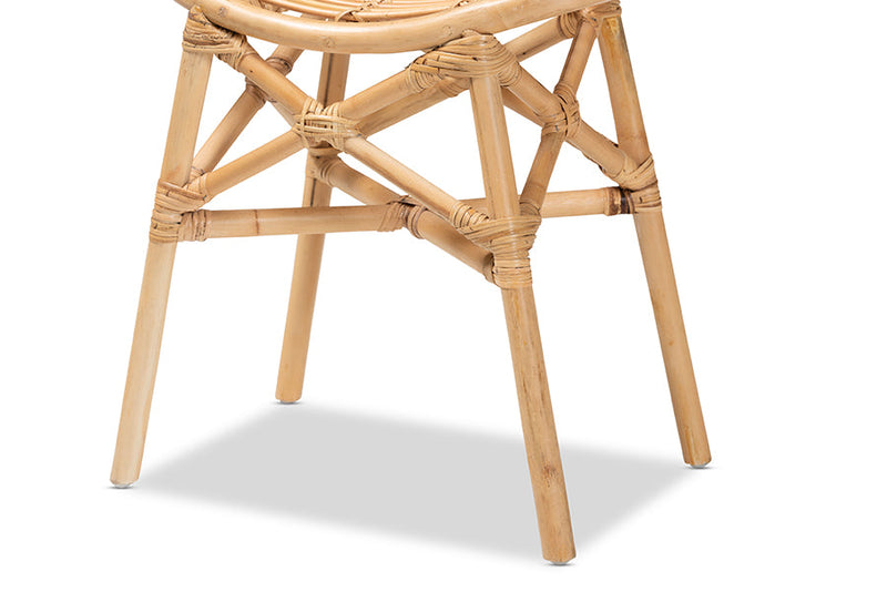 Guevara Natural Brown Rattan Footstool Baxton