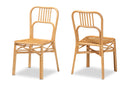 Auden Natural Brown Rattan 2Pc Dining Chair Set Baxton