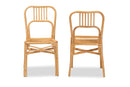 Auden Natural Brown Rattan 2Pc Dining Chair Set Baxton