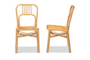 Auden Natural Brown Rattan 2Pc Dining Chair Set Baxton