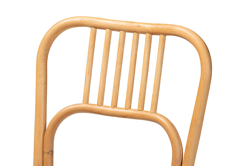 Auden Natural Brown Rattan 2Pc Dining Chair Set Baxton